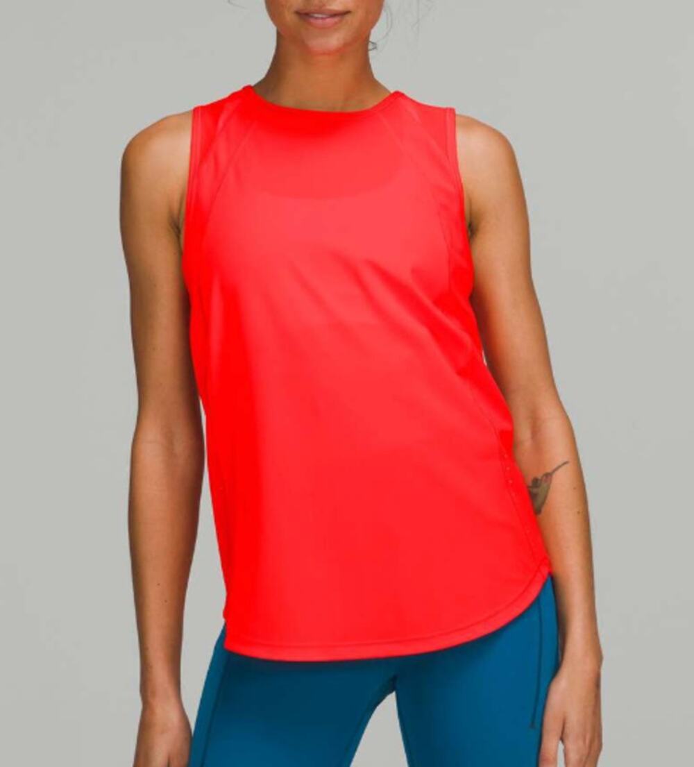 Lululemon Sculpt Tank Top Open Back Cutout Flare Red Orange 10